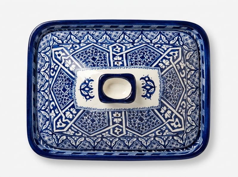 The Fes Royal Blue Arabesque Ceramic Butter Dish