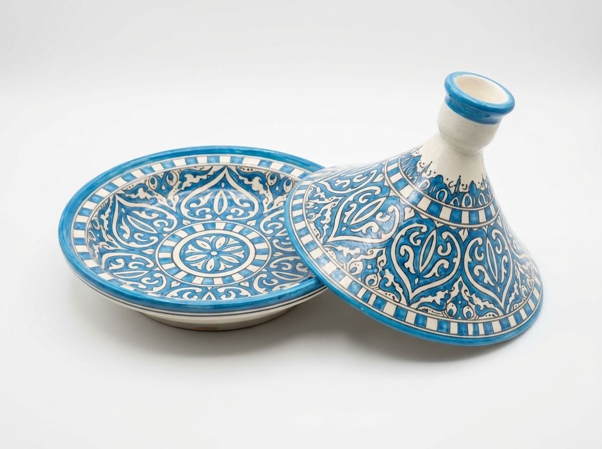 The Azure Fez: Hand-Painted Ceramic Serving Tagine view 2