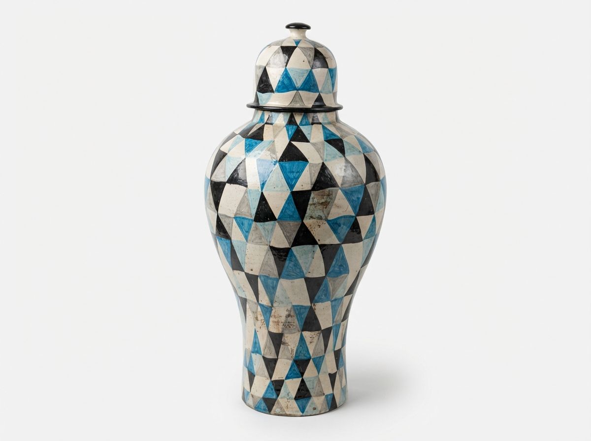 The Atlas Mosaic: Large Geometric Ceramic Urn view 3