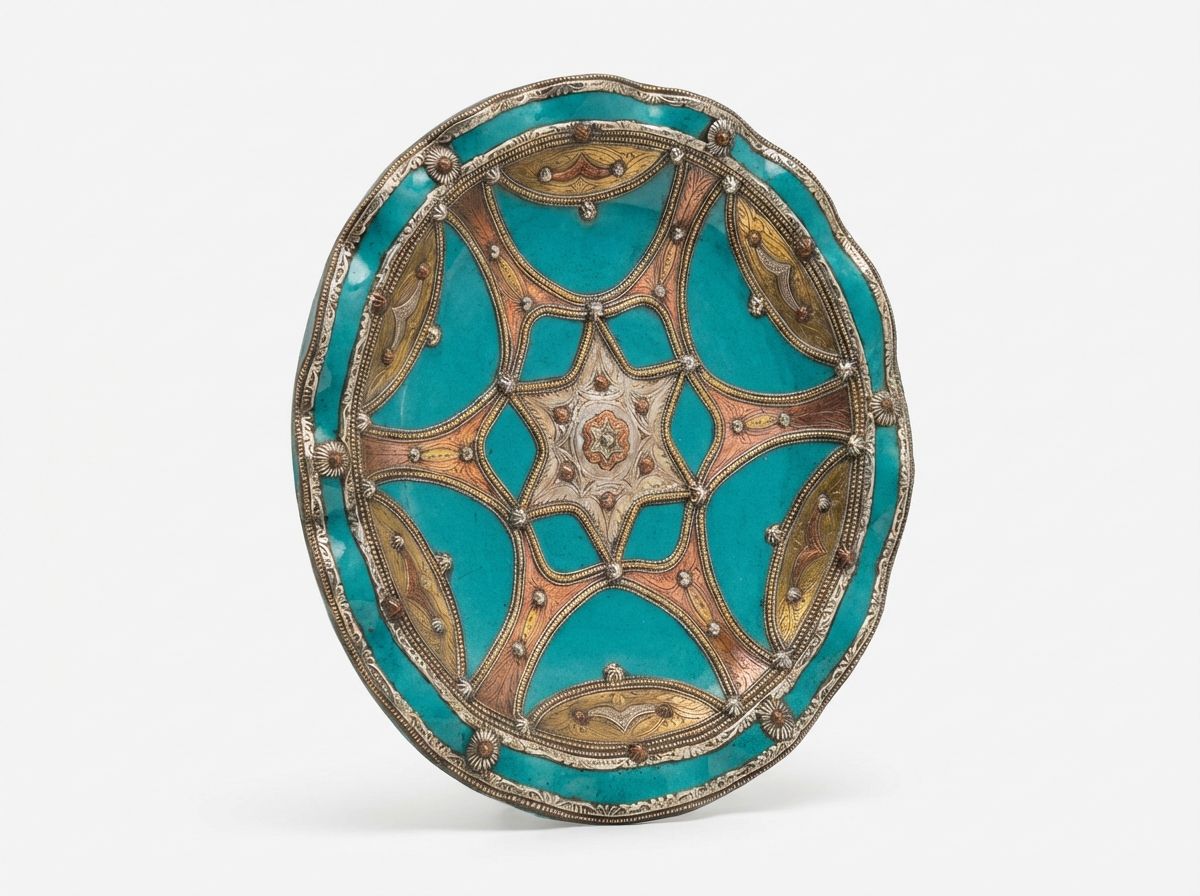 The Andalusian Starburst Charger: Turquoise & Silver Filigree Plate view 2