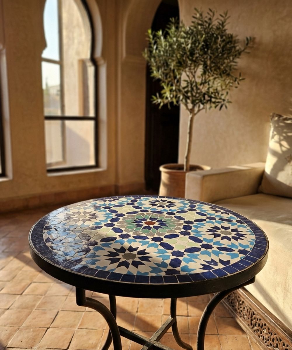 The Chefchaouen Star: Blue Zellige Bistro Table