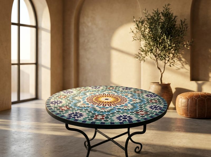 The 'Fes Polaris' Zellige Bistro Table detail