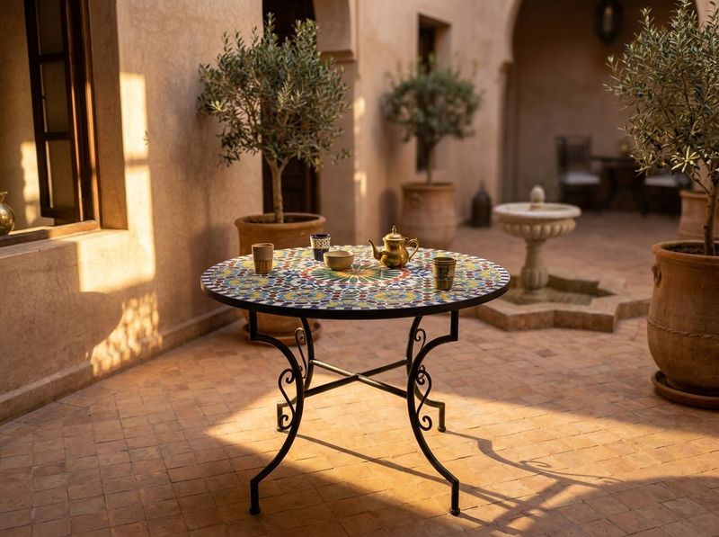 The 'Zahra' Radiating Star Zellige Mosaic Tabletop detail