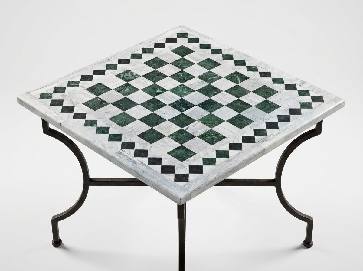 L'Échiquier Vert - Atlas Marble Mosaic Tabletop view 3