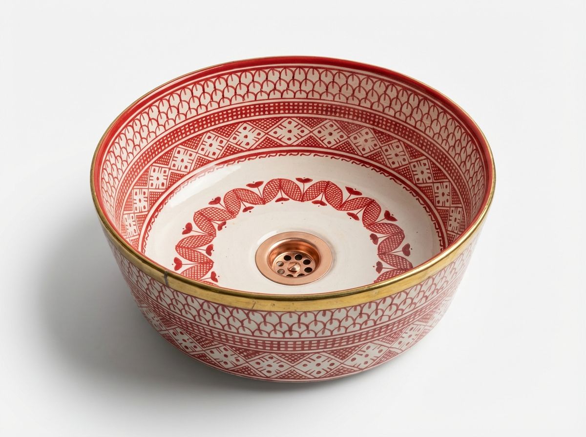 The 'Amira' Rouge & Gold Ceramic Vessel Sink view 3