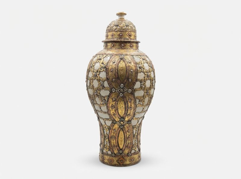 The Royal Atlas Lidded Urn - Mixed Metal & Ceramic Statement Piece