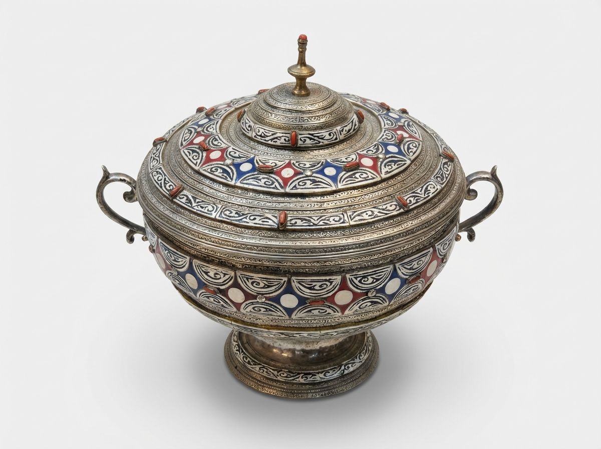 The Fez Jewel: Enamelled Silver & Coral Tureen view 3