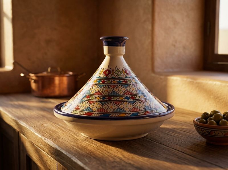 The Safi Mosaic: Vibrant Geometric Serving Tagine detail