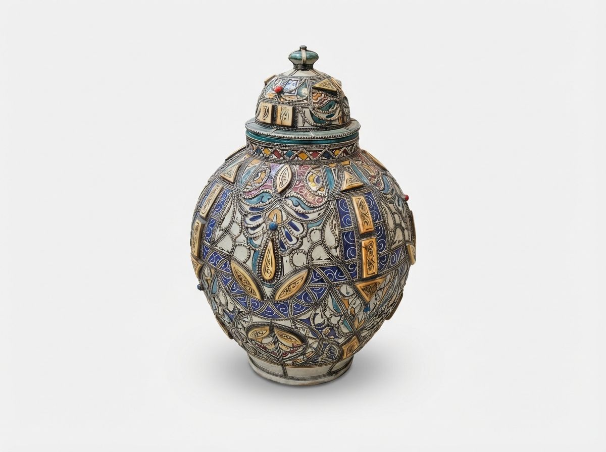 The Safi Filigree & Carved Inlay Ceremonial Jar view 3