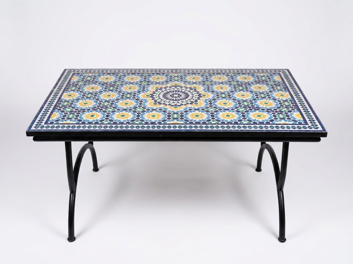 "Soleil Bleu" Zellige Mosaic Dining Table main view