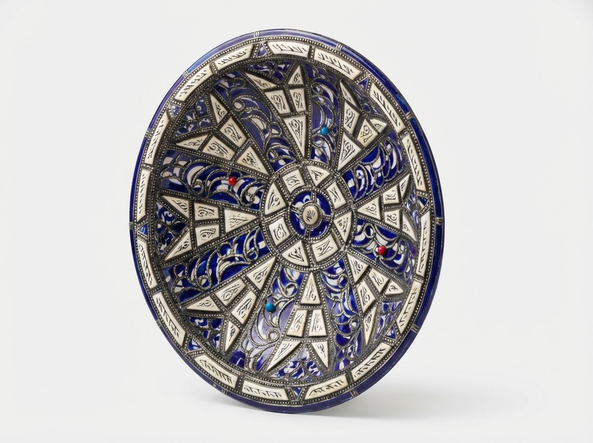 The Azure Star: Silver-Embellished Fassi Ceremonial Platter view 3