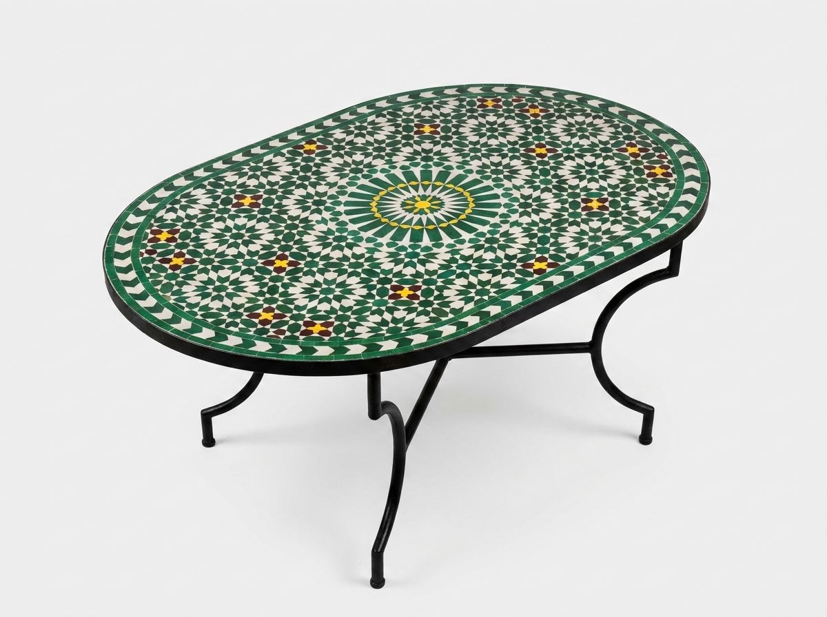 The Emerald Starburst Oval Zellige Tabletop view 2