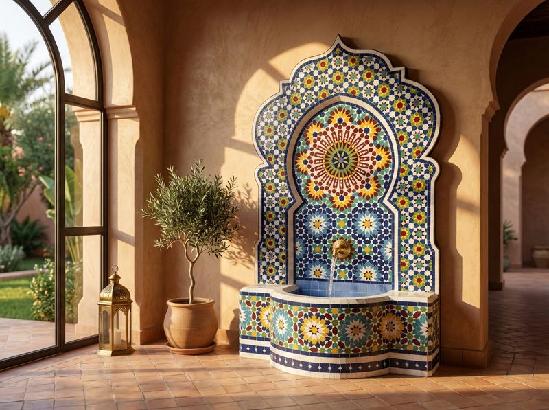 The Andalusian Star: Grand Zellige Mosaic Fountain detail