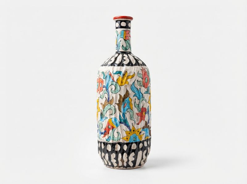 Fes Medina Textured Polychrome Bottle Vase