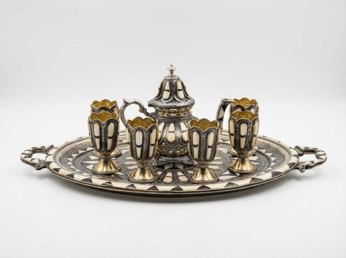 L'Or Noir - Moroccan Bone Inlay Tea Service view 2