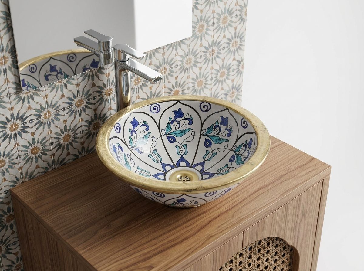 The Zahra Cobalt & Gold Vessel Sink view 2
