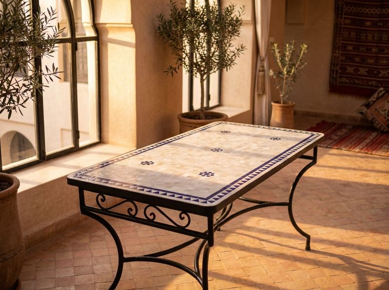 The Chefchaouen Star Zellige Table detail