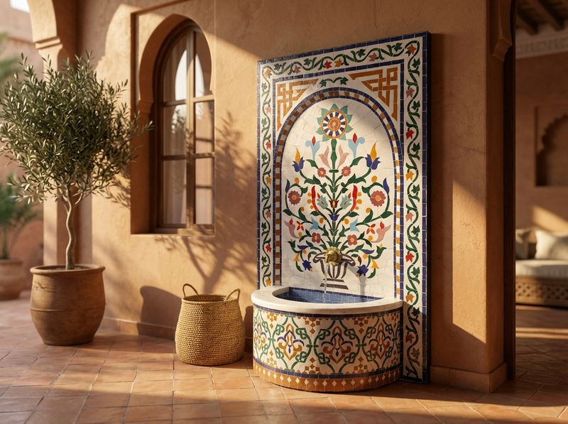 The Andalusian Garden: Tree of Life Zellige Fountain detail