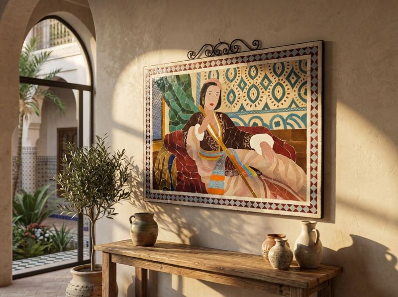 The Andalusian Flute Player Zellige Panel detail