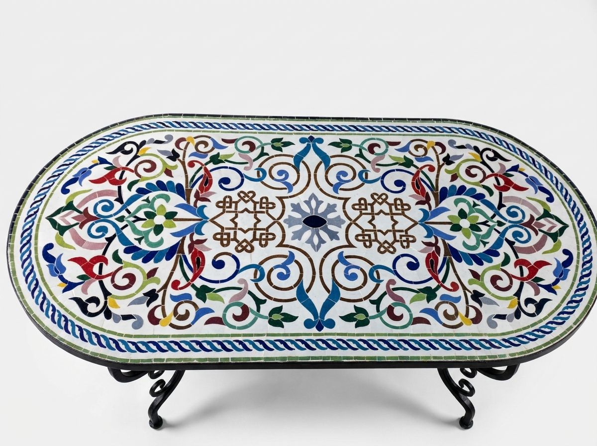 The Andalusian Garden Oval Zellige Tabletop view 2