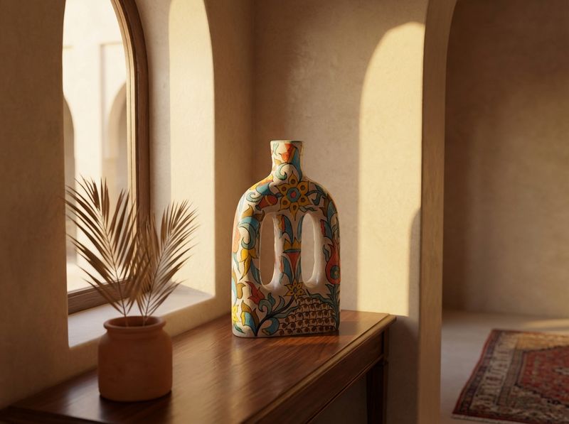 The Andalusian Bloom Stirrup Vase detail