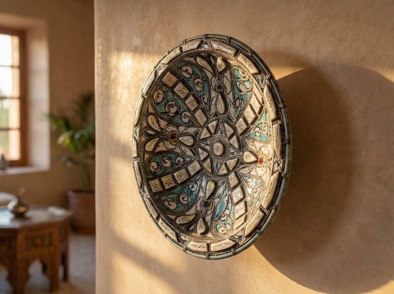 The Zahra Turquoise Filigree Wall Charger detail