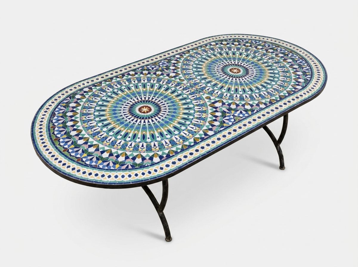 The Chefchaouen Twin Star Oval Zellige Dining Table view 2
