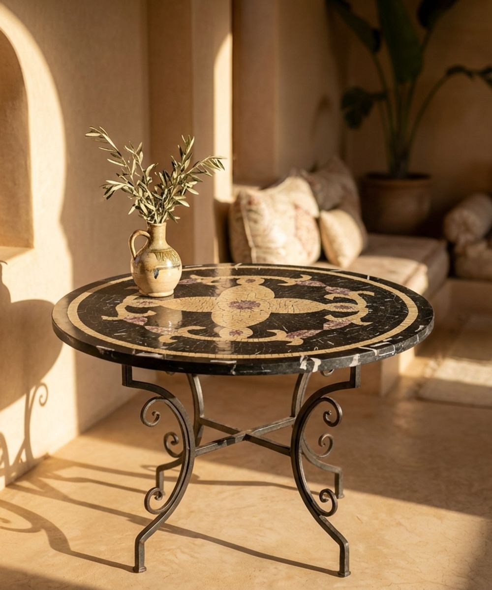 The Amira Black Marble Zellige Table
