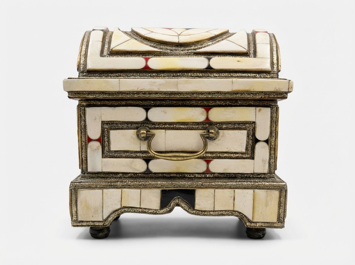 The Marrakech Medina Camel Bone & Brass Treasure Chest view 2