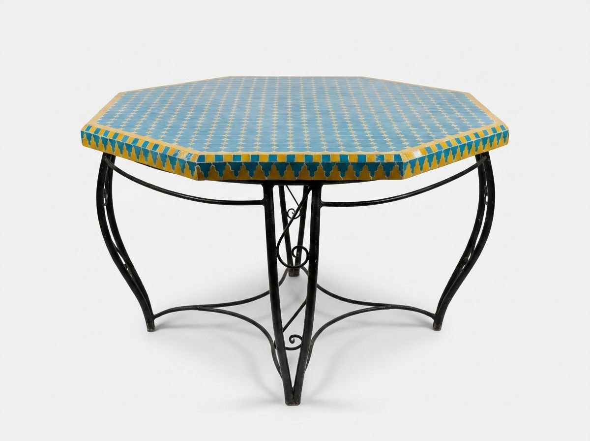 The Majorelle Azure Octagonal Zellige Table main view