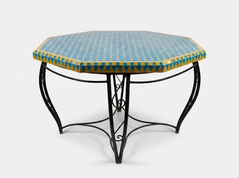 The Majorelle Azure Octagonal Zellige Table