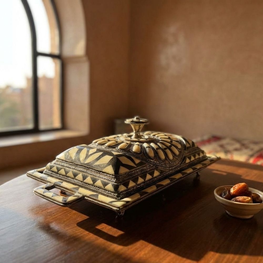 The Royal Atlas Bone Inlay & Filigree Serving Cloche