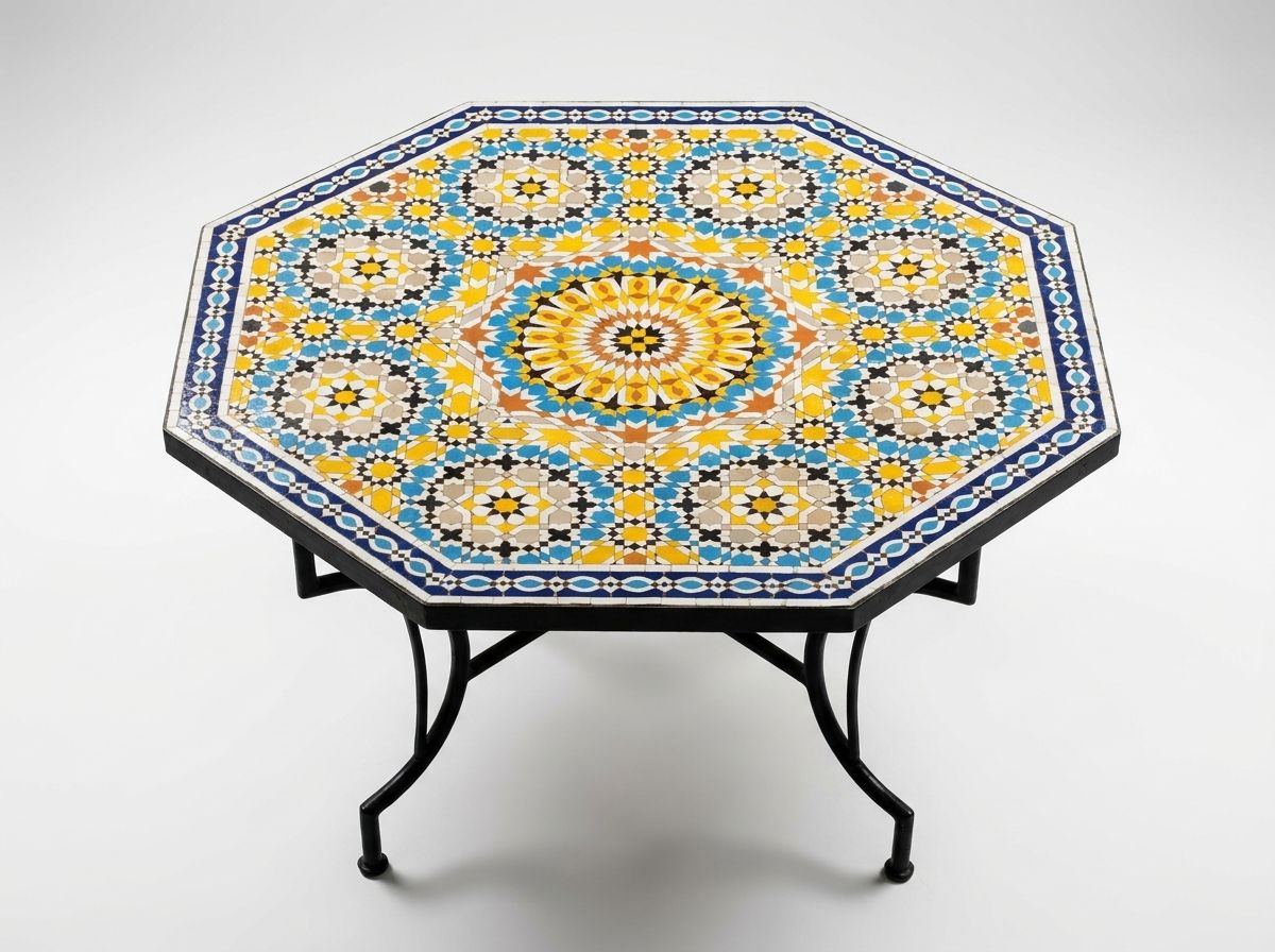 Soleil de Fès - Octagonal Zellige Mosaic Table Top view 2