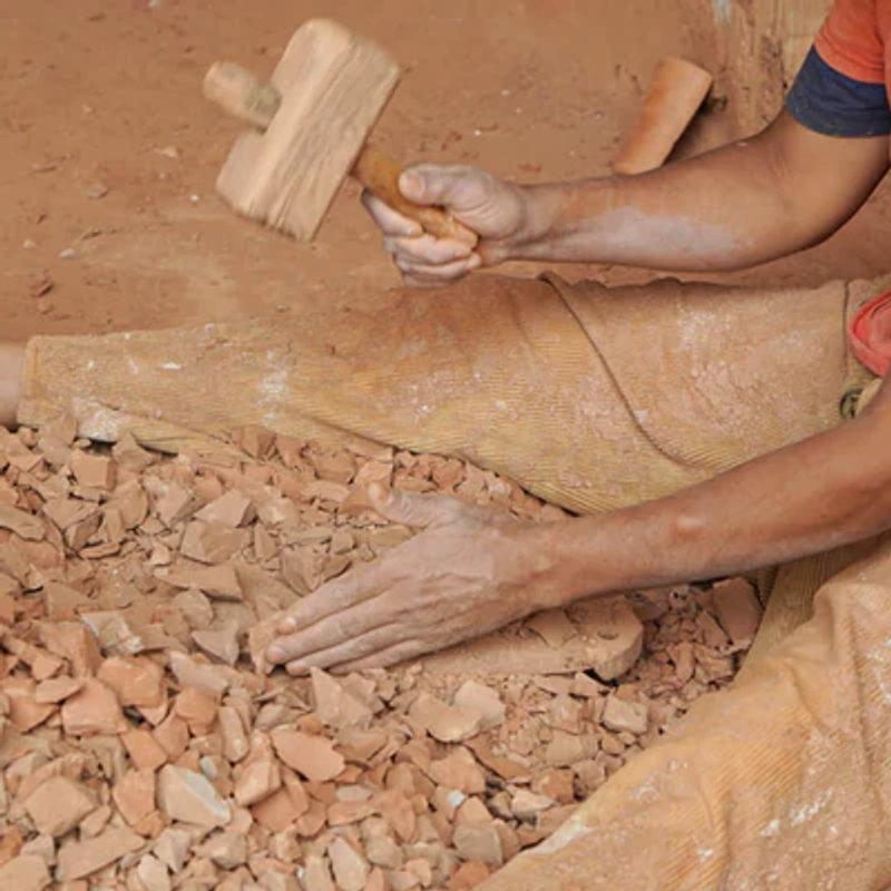 Clay being extracted from the earth