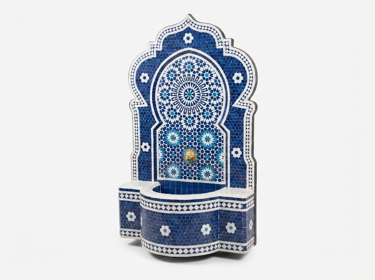 Chefchaouen Azure Zellige Wall Fountain view 2