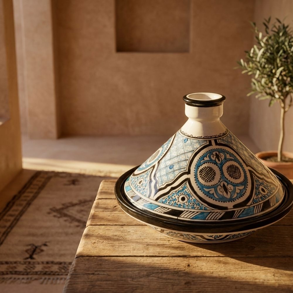 The Azure Fez Ceramic Serving Tagine