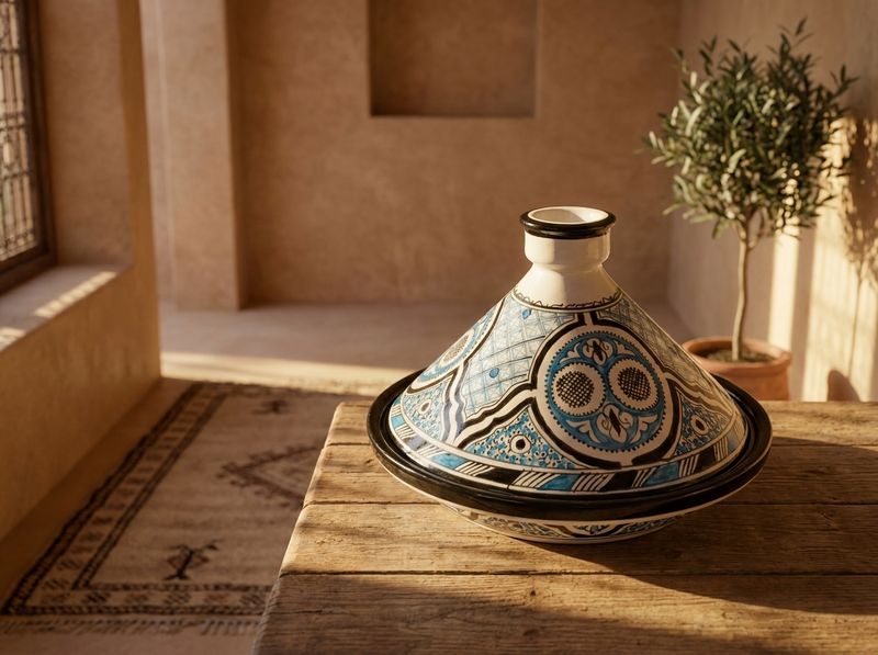 The Azure Fez Ceramic Serving Tagine detail