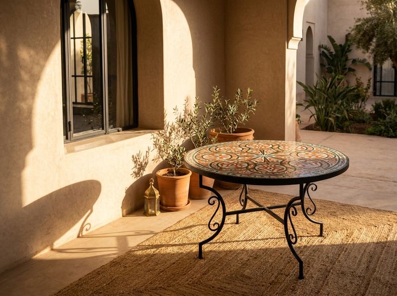 The Zahra Terracotta & Emerald Zellige Tabletop detail