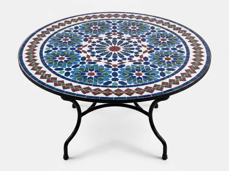 Royal Fez Zellige Mosaic Table Top - Azure Star Pattern
