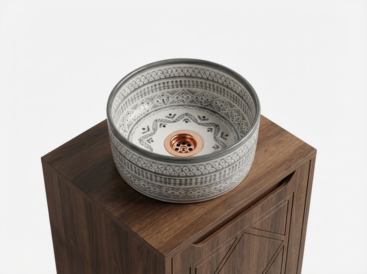 The Fes Monochrome Geometric Vessel Sink view 3