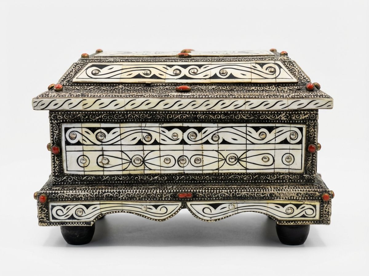 The Mogador Camel Bone & Silver Filigree Jewelry Chest view 2