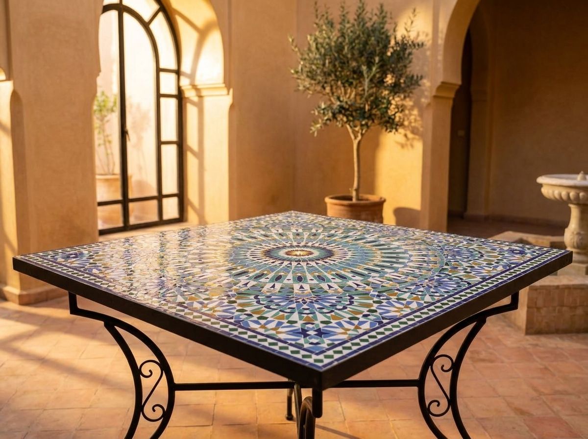 The Fez Azure Radiance Zellige Table view 3