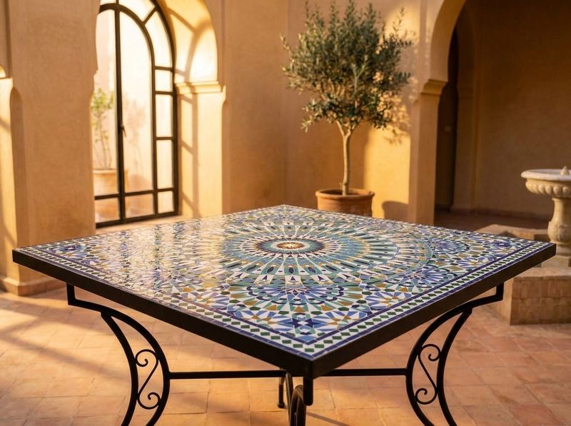 The Fez Azure Radiance Zellige Table detail