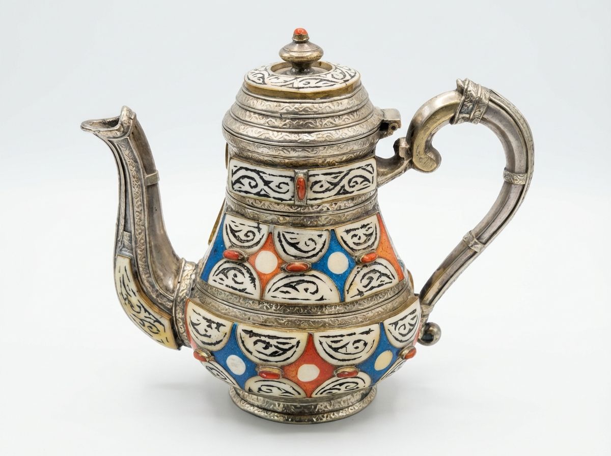 The Mogador Silver & Camel Bone Teapot view 3