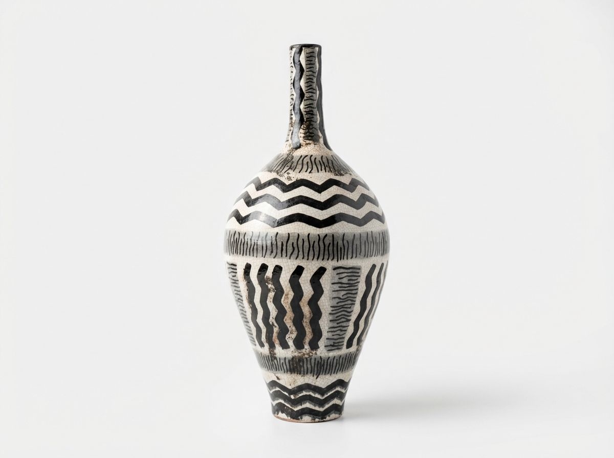 The 'Atlas' Monochrome Tribal Crackle Vase view 2