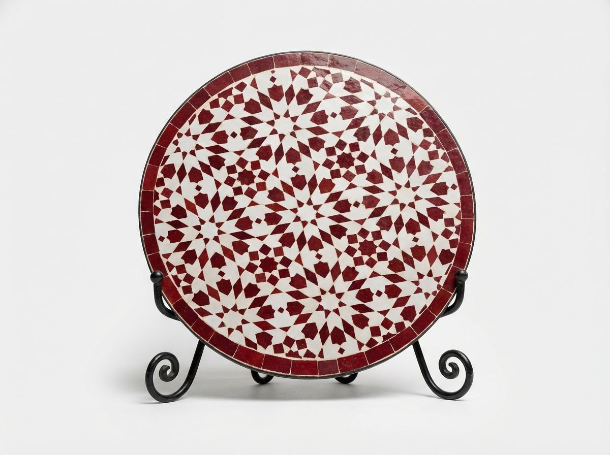 The 'Kasbah Crimson' Geometric Zellige Tabletop view 2