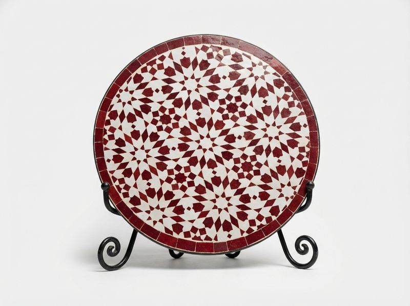 The 'Kasbah Crimson' Geometric Zellige Tabletop