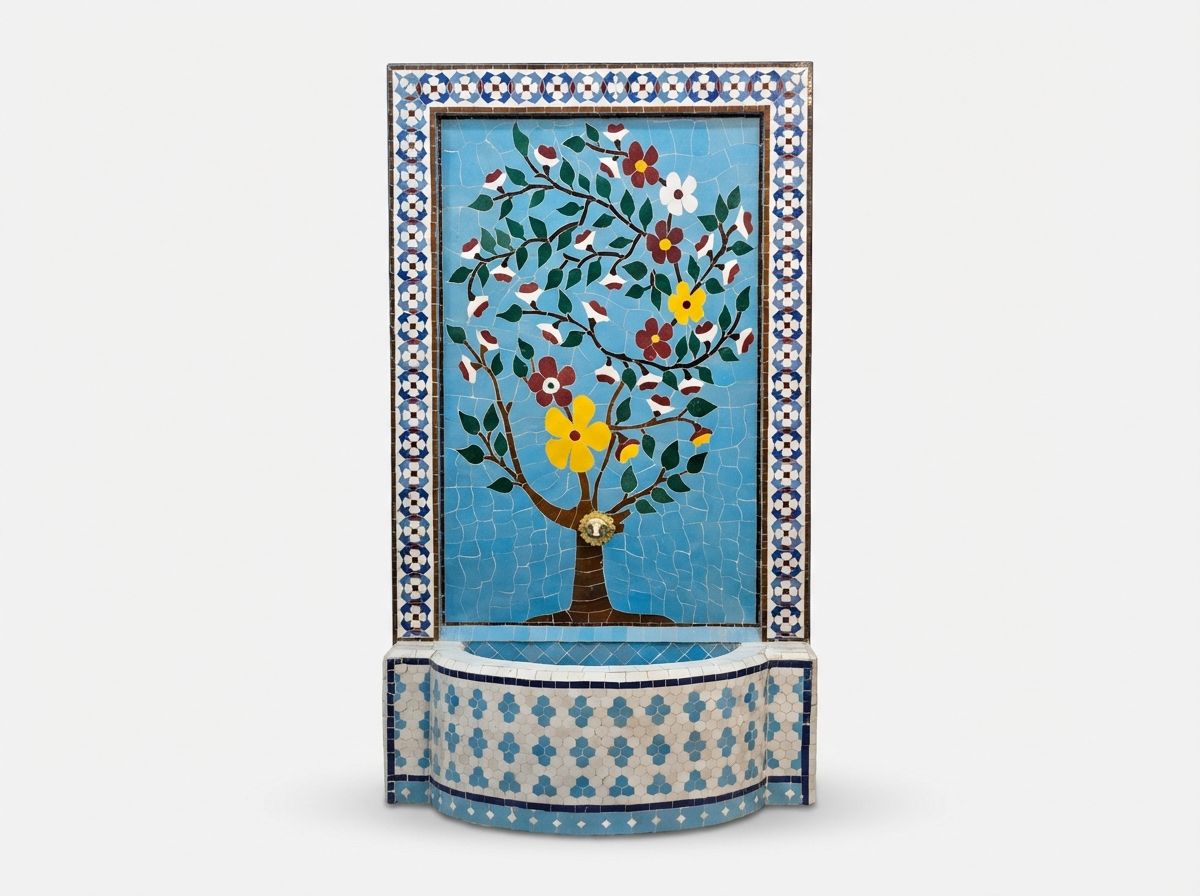 The Andalusian Oasis: 'Tree of Life' Zellige Fountain view 2