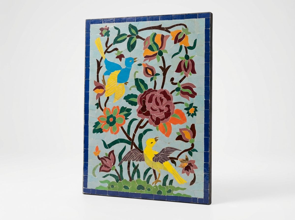 The Andalusian Garden: Zellige Bird & Floral Mosaic Panel view 3