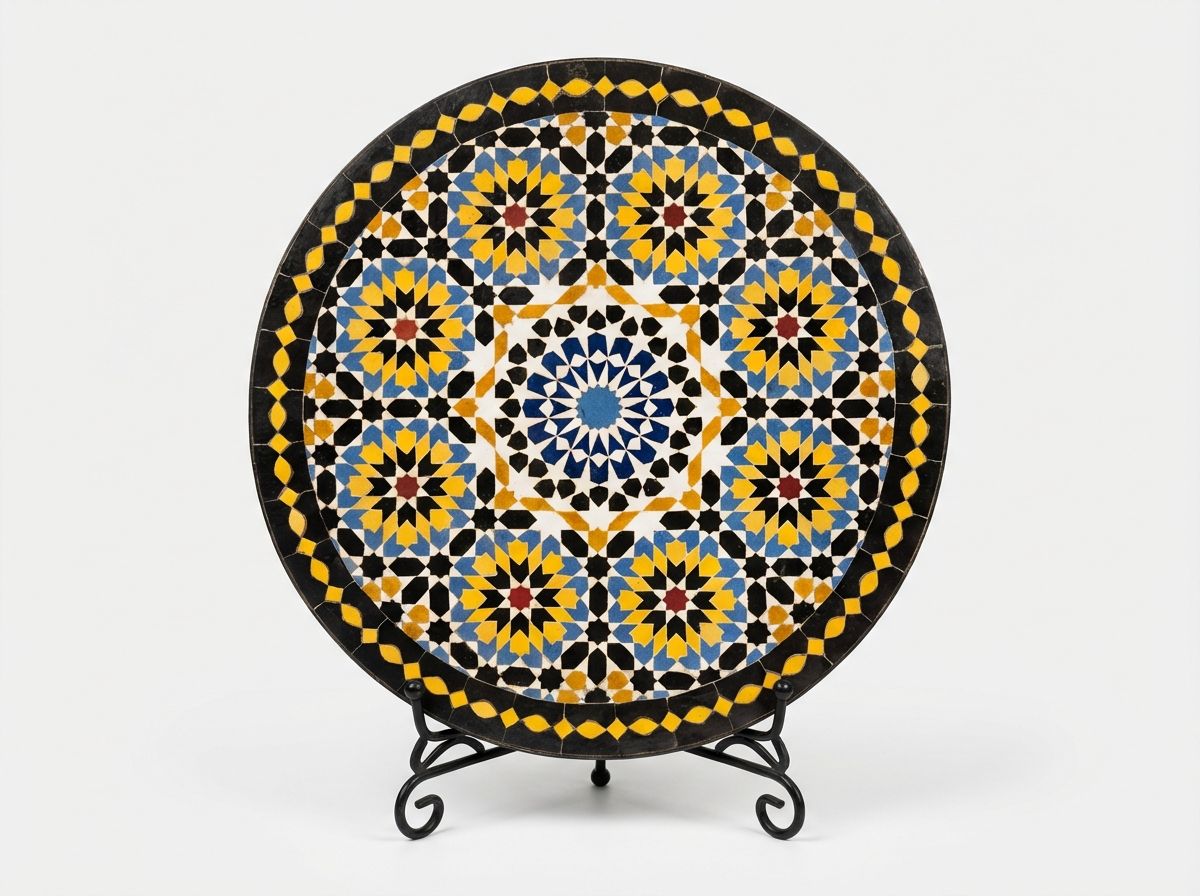 The Zahra Zellige Mosaic Table - Fes Yellow & Blue Star view 2